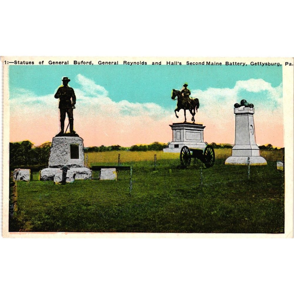 General Buford Reynolds Halls Second Maine Battery Gettysburg Pennsylvania Postc